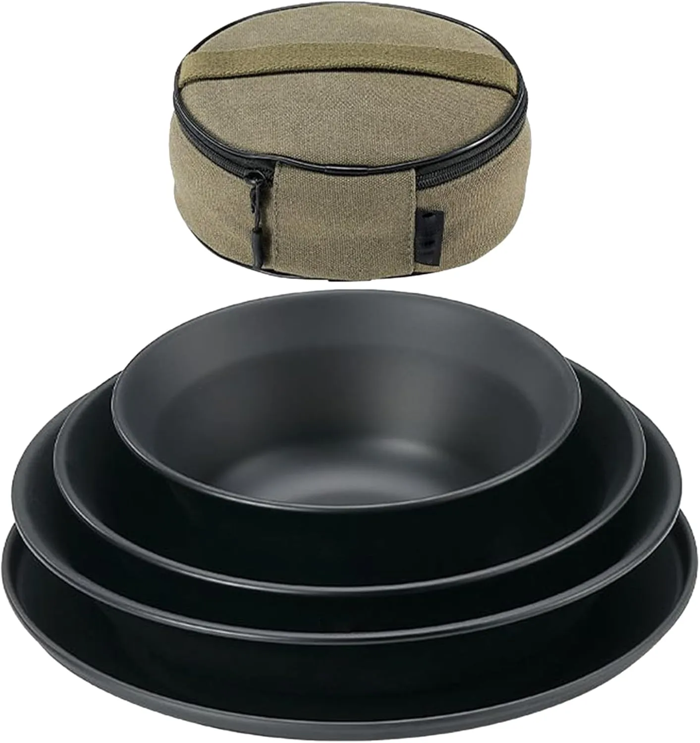 Camping Tableware Set | Stainless Steel Camping Plates, Heat Resistant Covers with Reusable Canvas Storage Bag for Picnic Backpacks for Outdoor Meals