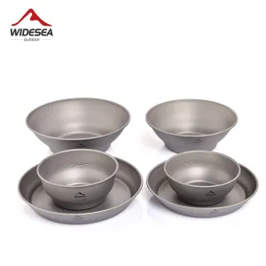 Camping Ultralight Titanium Bowl Plate Pan Tableware Set Multi Size