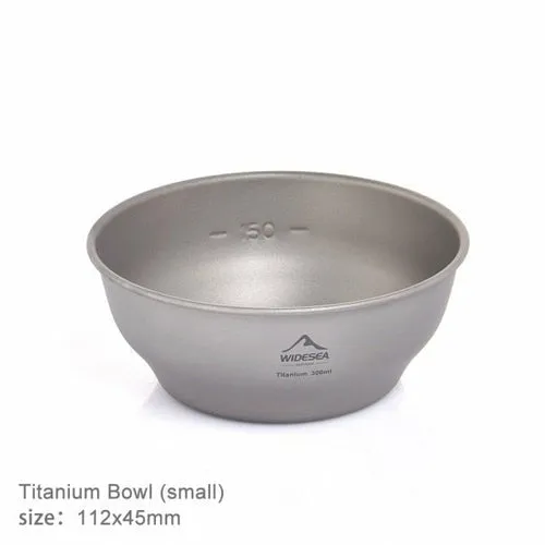 Camping Ultralight Titanium Bowl Plate Pan Tableware Set Multi Size