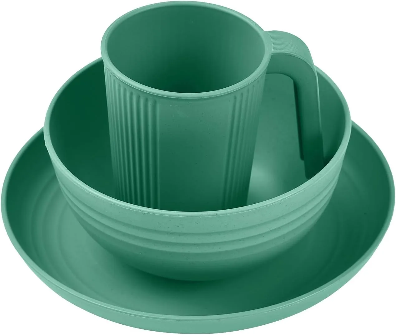Camping Utensils Set for 2 Portable Wheat St Mess Kit with Bowl Plate Cup Fork Spoon Tableware and Picnicware