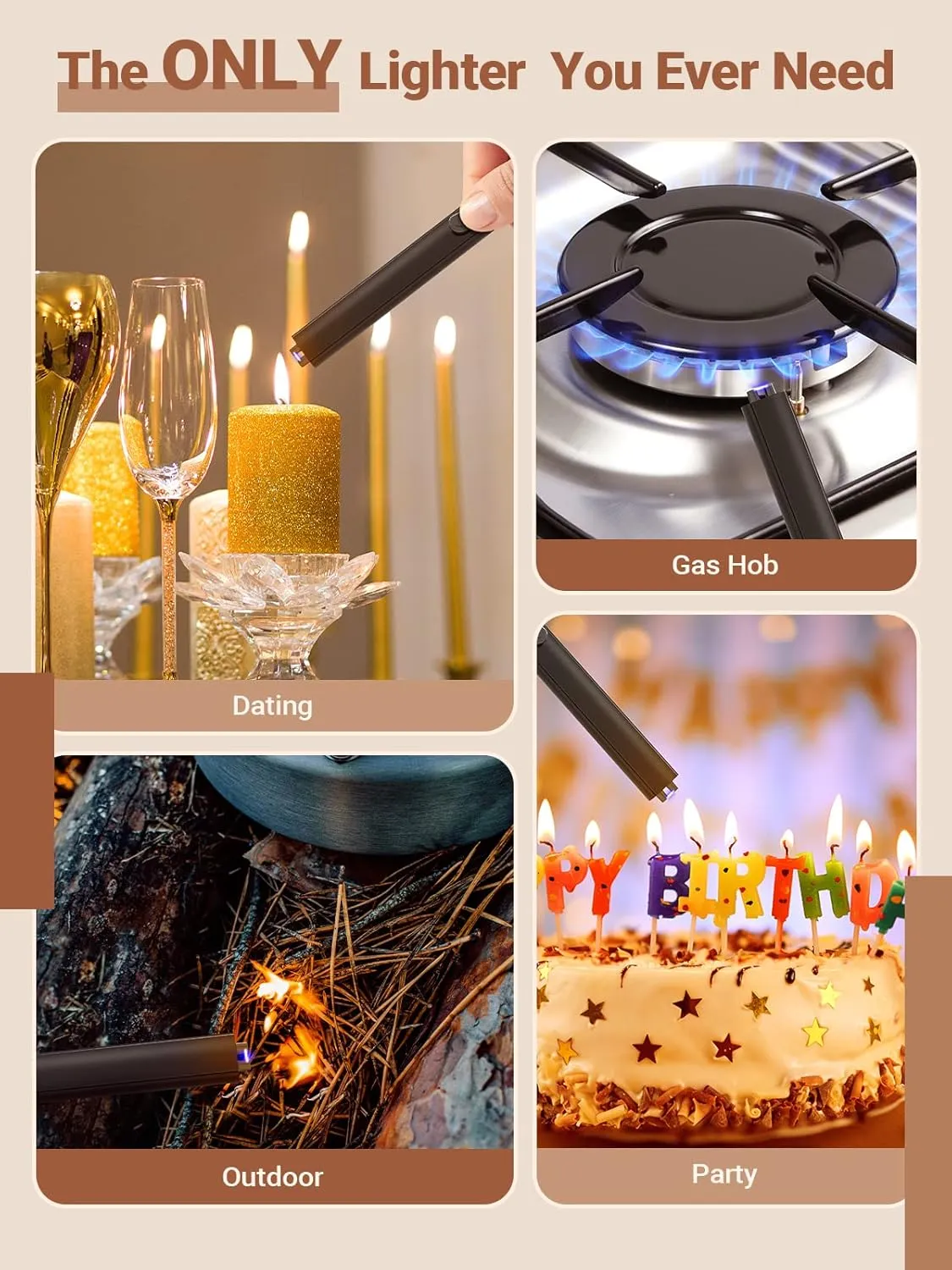 Candle Lighter Stocking Stuffers for Women Men: 2Pack Electric Plasma Arc USB Rechargeable Lighters for Grill Home Kitchen BBQ Camping Cool Gadget Christmas Birthday Gifts for Her Mom Women Men Adults