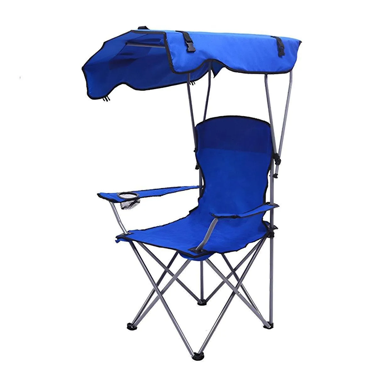Canopy Chair Foldable W/ Sun Shade Beach Camping Folding Outdoor Fishing Blue