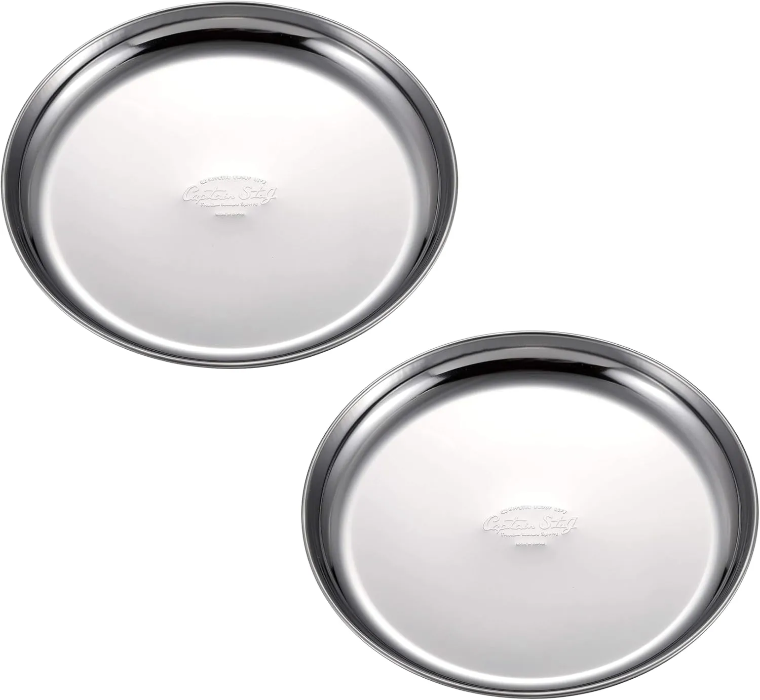 Captain Stag UZ-13316 Stainless Steel Tableware Plate, Plate, Tableware, Camping Plate, Set of 2, Silver, Made in Japan