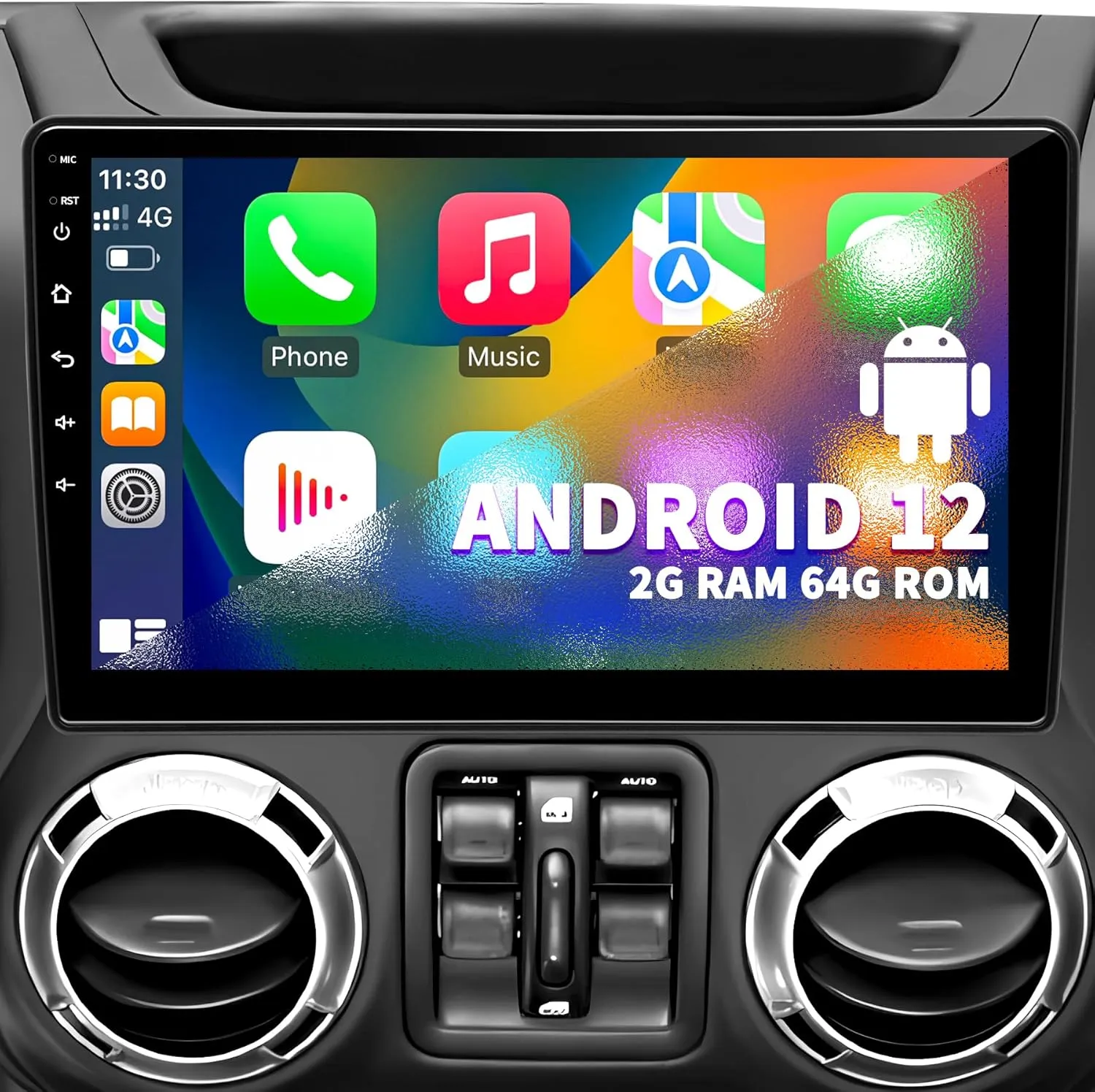 Car Stereo Radio for Jeep Wrangler JK Compass Grand Cherokee Dodge Ram 1500, Android 12 OS 2GB 64GB, 10 inch IPS Touchscreen Support Wireless CarPlay Android Auto GPS Bluetooth FM SWC