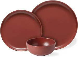 Casafina Ceramic Stoneware 18-Piece Place Setting Service for 6 with Cereal Bowls - Pacifica Collection, Cayenne | Microwave & Dishwasher Safe Dinnerware Set | Food Safe Restaurant Quality Tableware