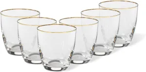 Casafina, Sensa collection, Glass Drinkware, Set of 6 Tumblers glasses, golden rim, 14 oz