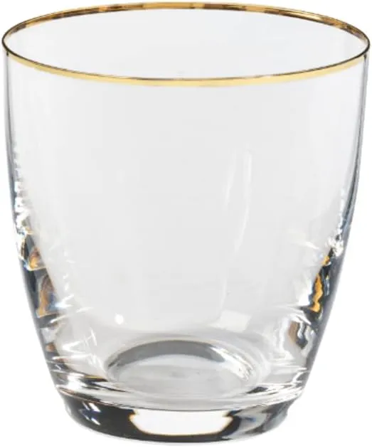Casafina, Sensa collection, Glass Drinkware, Set of 6 Tumblers glasses, golden rim, 14 oz