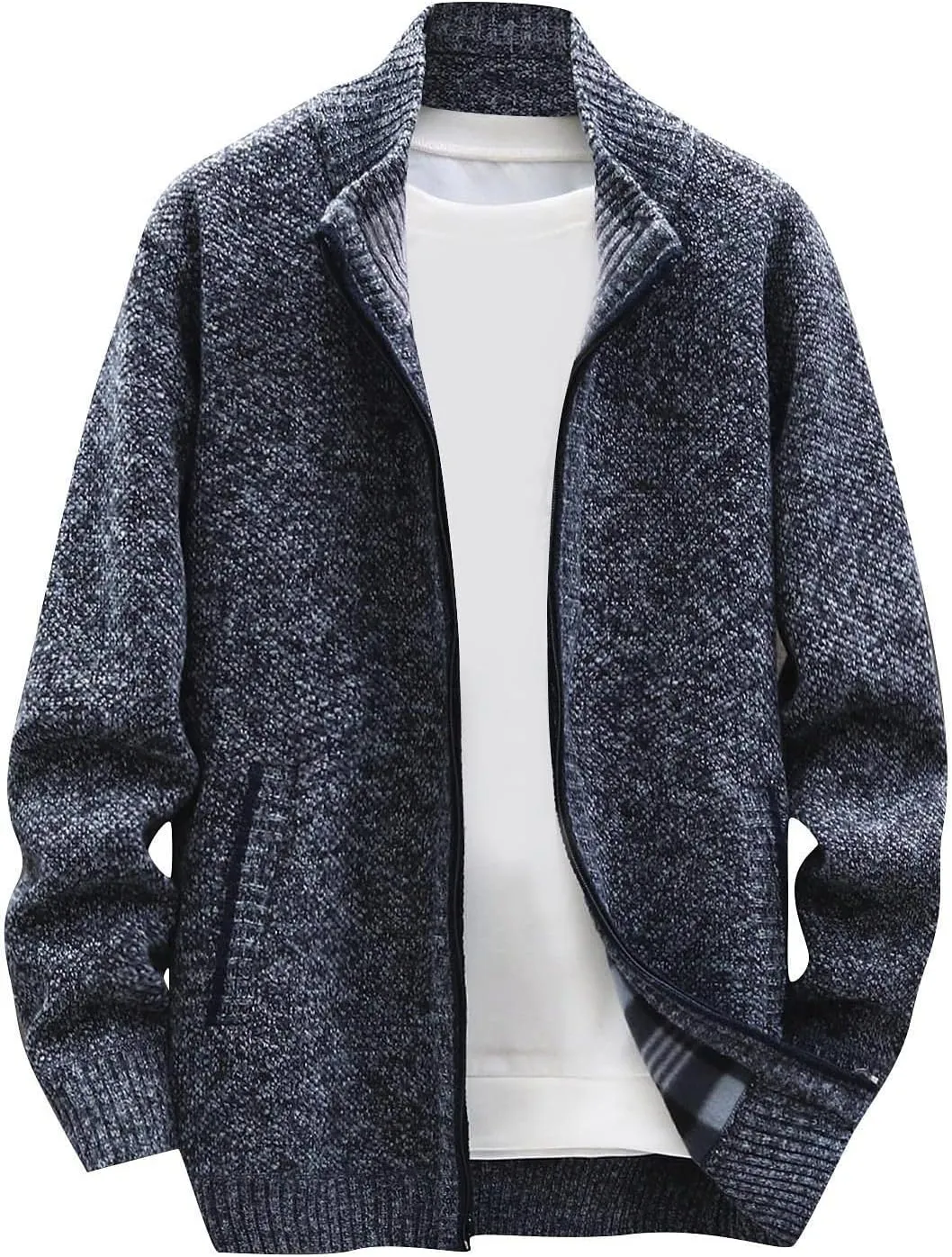 Casual Sweaters Cardigan Knitted Long Sleeve Jacket Full Zip Fleece Winter Warm Coat Outdoor Work Dress, XL-4XL