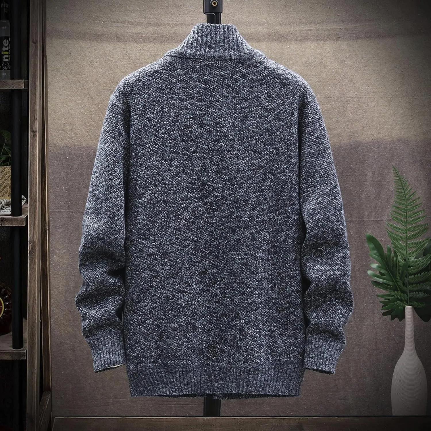 Casual Sweaters Cardigan Knitted Long Sleeve Jacket Full Zip Fleece Winter Warm Coat Outdoor Work Dress, XL-4XL