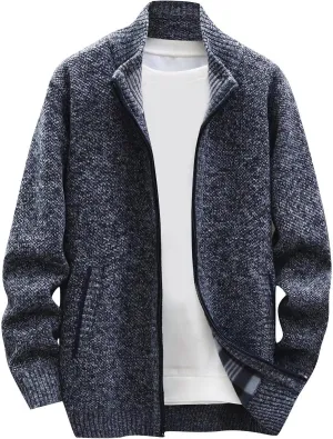 Casual Sweaters Cardigan Knitted Long Sleeve Jacket Full Zip Fleece Winter Warm Coat Outdoor Work Dress, XL-4XL
