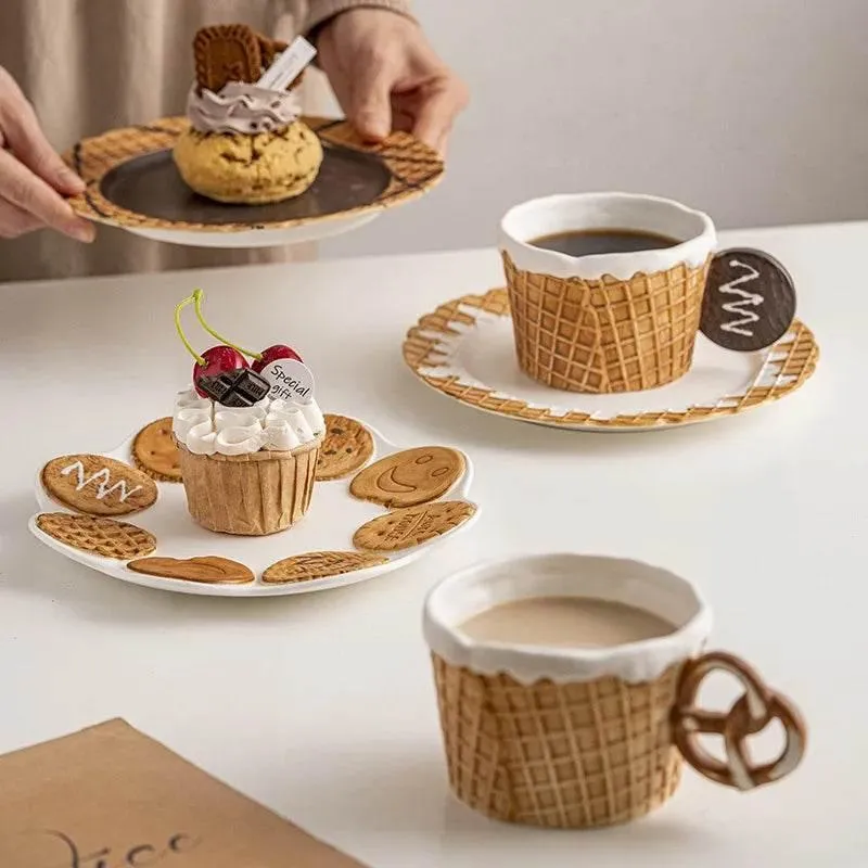 Ceramic Biscuit Tableware Set - Creative Snack Dessert  Coffee Plates