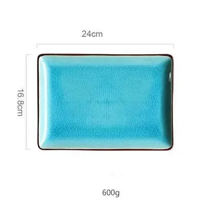 Ceramic Tableware Set - Blue Ice Crackling Glaze Design