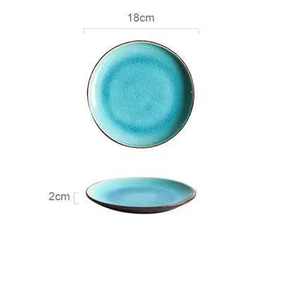 Ceramic Tableware Set - Blue Ice Crackling Glaze Design