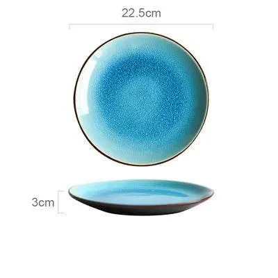 Ceramic Tableware Set - Blue Ice Crackling Glaze Design