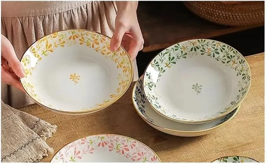 Ceramics Bowls Households Banquets Beautifusl Rices Bowl Dish Plate Tableware Set