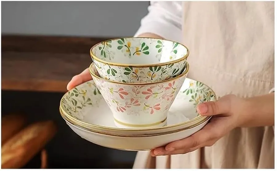 Ceramics Bowls Households Banquets Beautifusl Rices Bowl Dish Plate Tableware Set