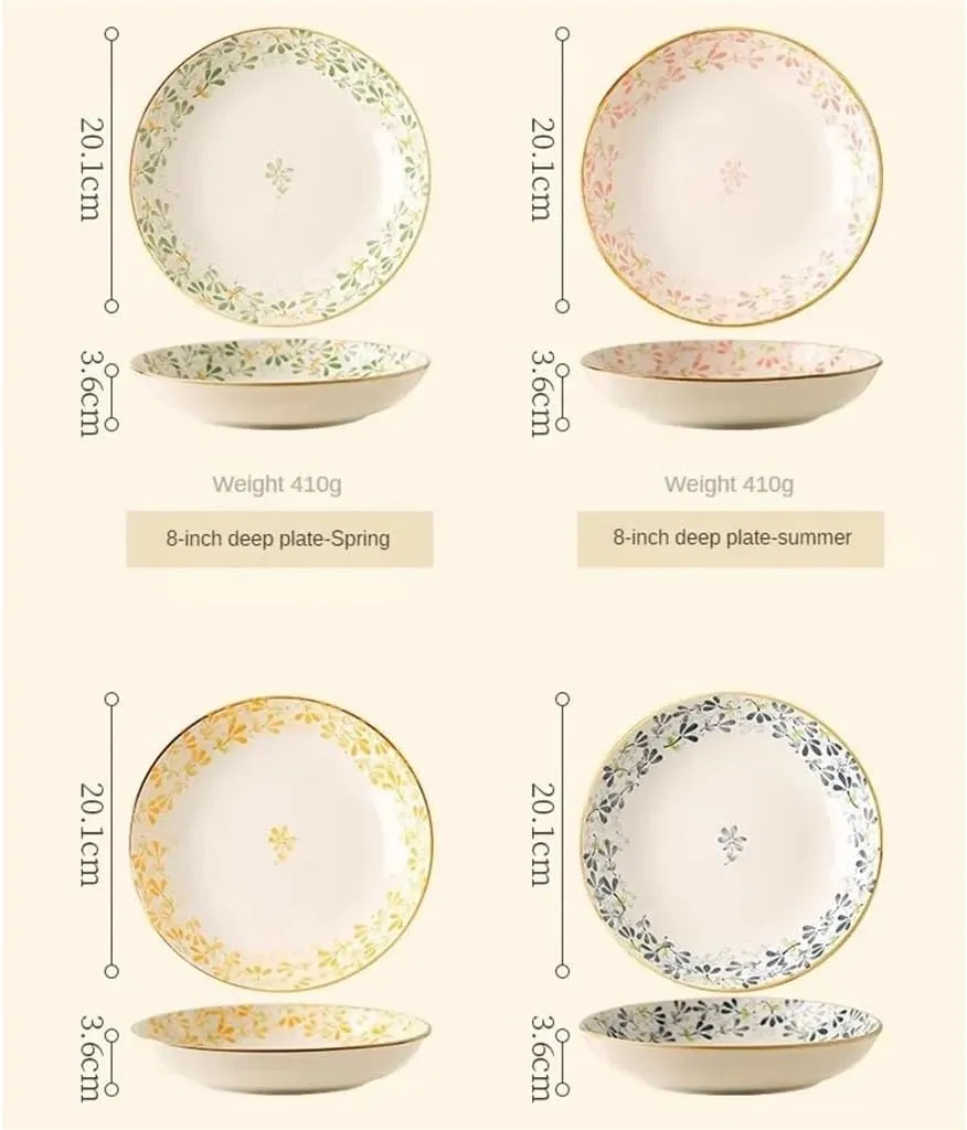 Ceramics Bowls Households Banquets Beautifusl Rices Bowl Dish Plate Tableware Set