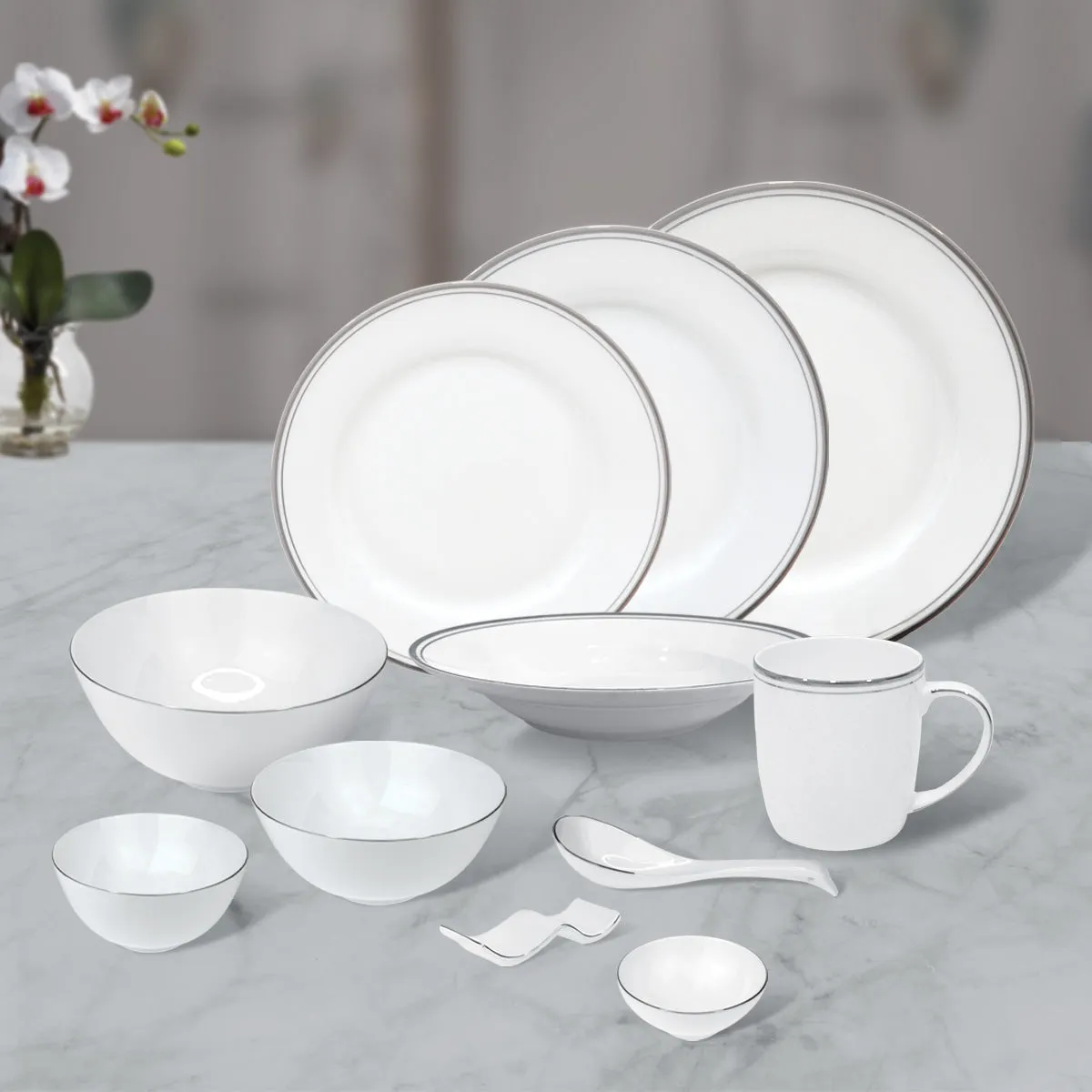 Charles Millen Signature Collection Classic Platinum Good For 6 Dining Set, 61 Piece