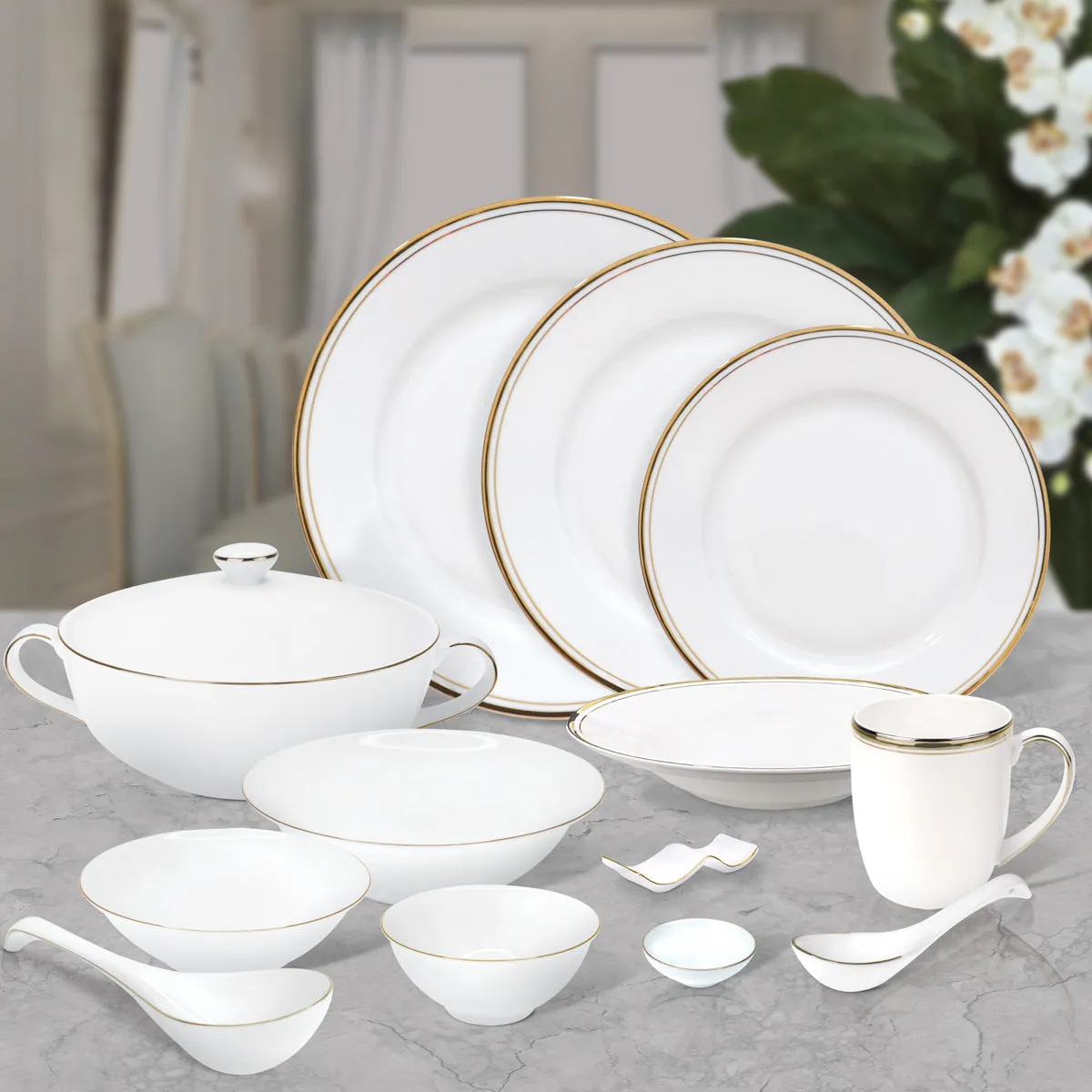 Charles Millen Signature Collection Royal Gold Enough For 8 Dining Set, 83 Piece