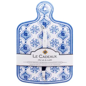 Cheese Board and Knife Set- Moroccan Blue