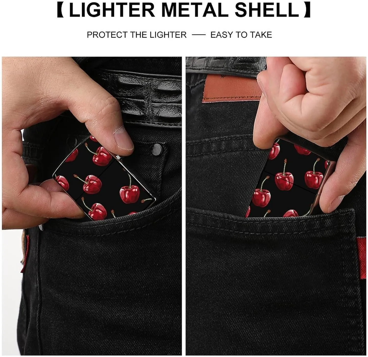 Cherry Cartoon PatternLighter Case Waterproof Lighter Sleeve Lighters Protective Cover with Graffiti Design