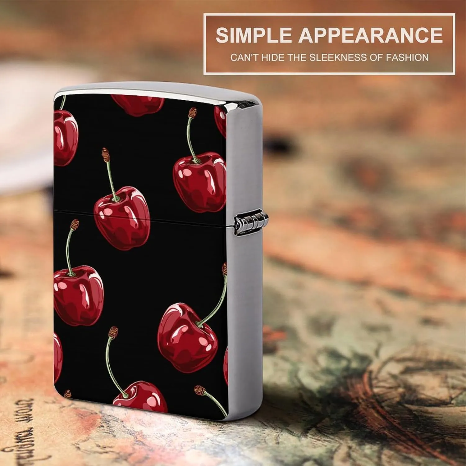 Cherry Cartoon PatternLighter Case Waterproof Lighter Sleeve Lighters Protective Cover with Graffiti Design