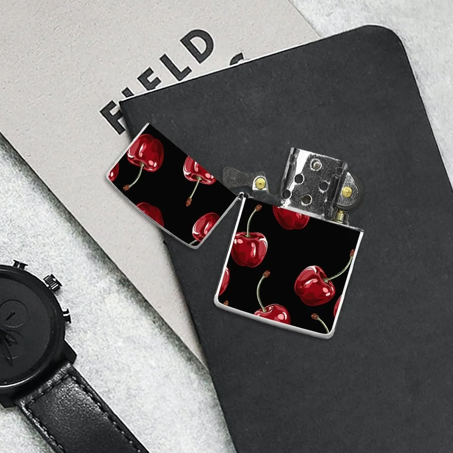 Cherry Cartoon PatternLighter Case Waterproof Lighter Sleeve Lighters Protective Cover with Graffiti Design