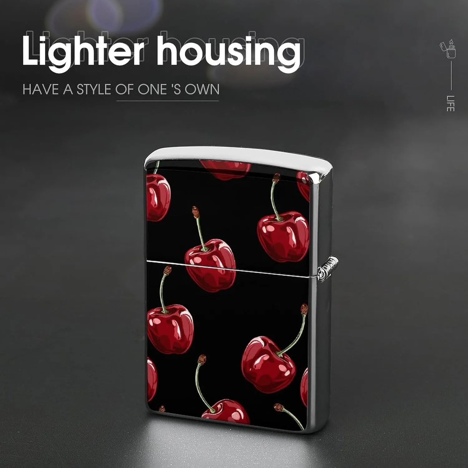 Cherry Cartoon PatternLighter Case Waterproof Lighter Sleeve Lighters Protective Cover with Graffiti Design