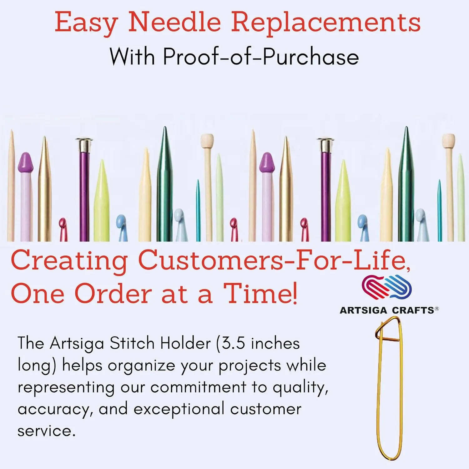 ChiaoGoo Knitting Needles Red DPN Double Pointed 6 inch (15cm) (Set of 5) Stainless Steel Size US 8 (5mm) 6006-8 with Stitch Holder