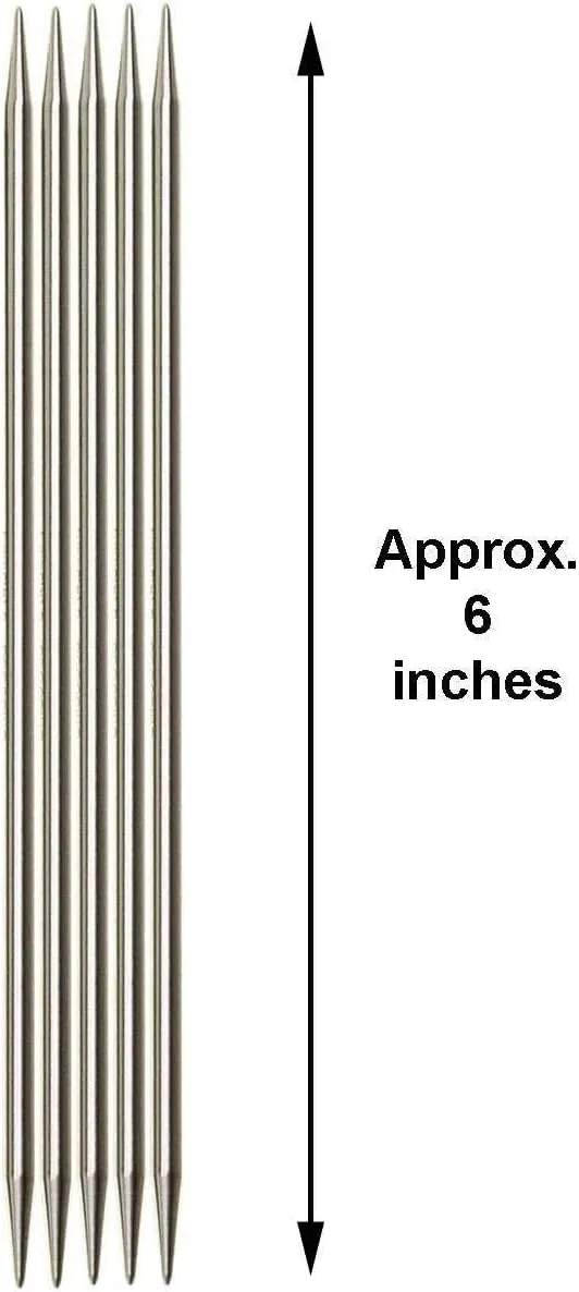 ChiaoGoo Knitting Needles Red DPN Double Pointed 6 inch (15cm) (Set of 5) Stainless Steel Size US 8 (5mm) 6006-8 with Stitch Holder