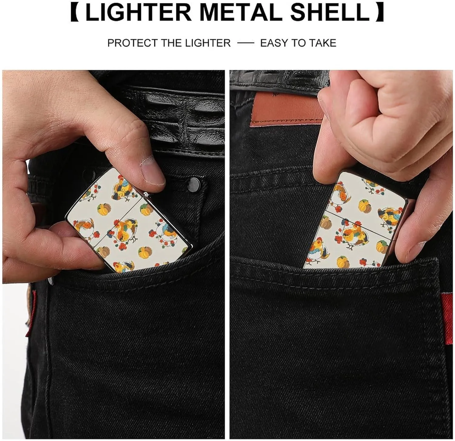 Chicken Pattern Lighter Case Waterproof Lighter Sleeve Lighters Protective Cover with Graffiti Design