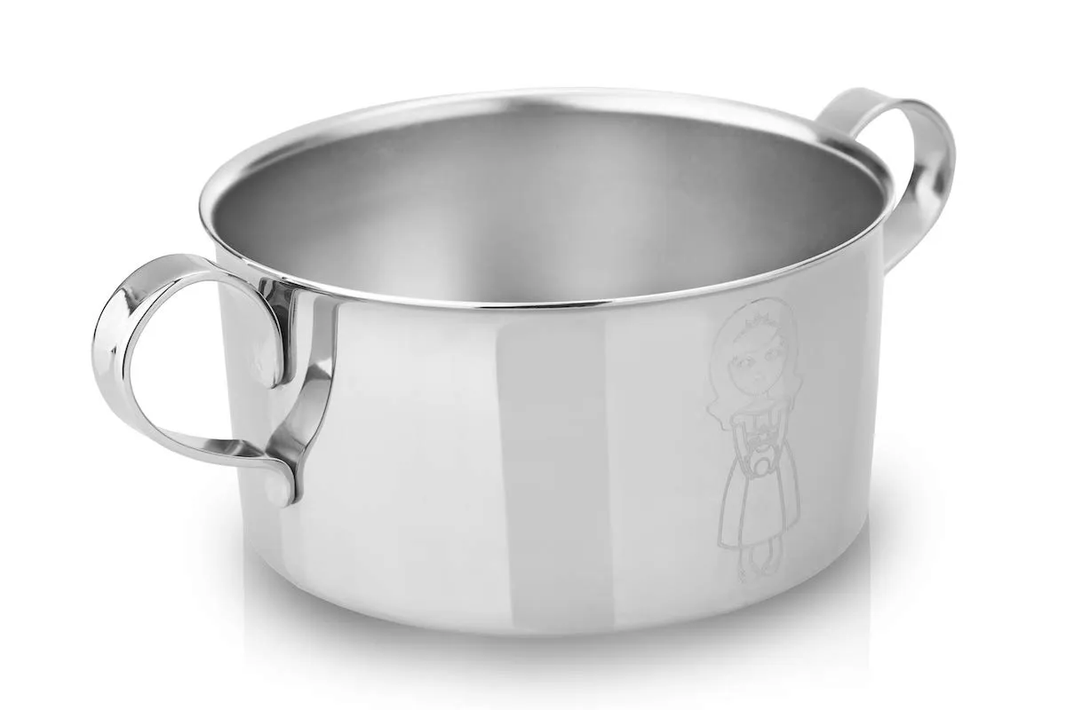 Children's Premium Stainless Steel Dinnerware Set | 1 Bowl with Handles, 1 Cup with Handle & 1 Divided Plate | Cute Little Princess Design | Perfect for Babies, Toddlers & Kids | by Kiddobloom