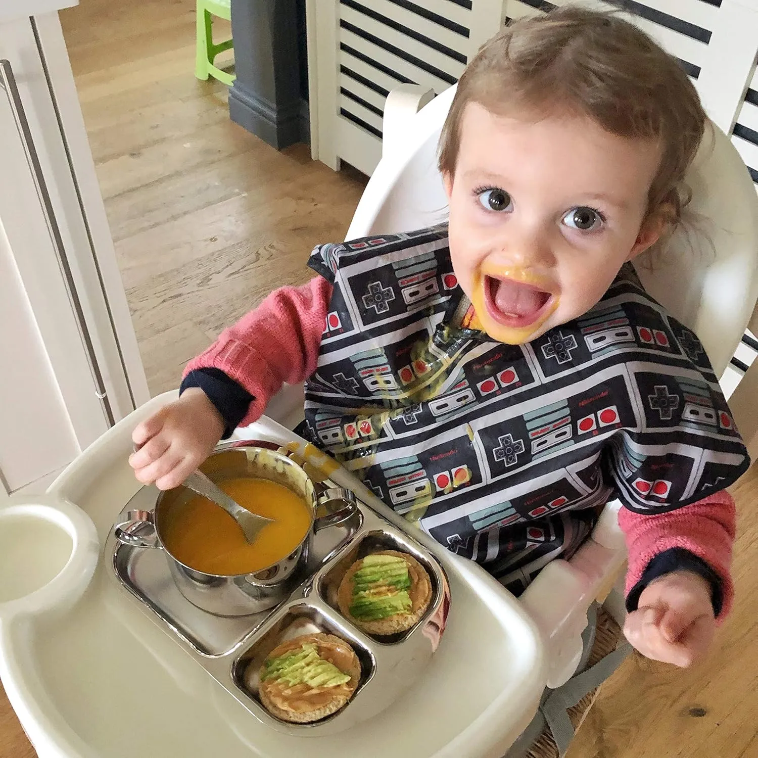 Children's Premium Stainless Steel Dinnerware Set | 1 Bowl with Handles, 1 Cup with Handle & 1 Divided Plate | Cute Little Princess Design | Perfect for Babies, Toddlers & Kids | by Kiddobloom