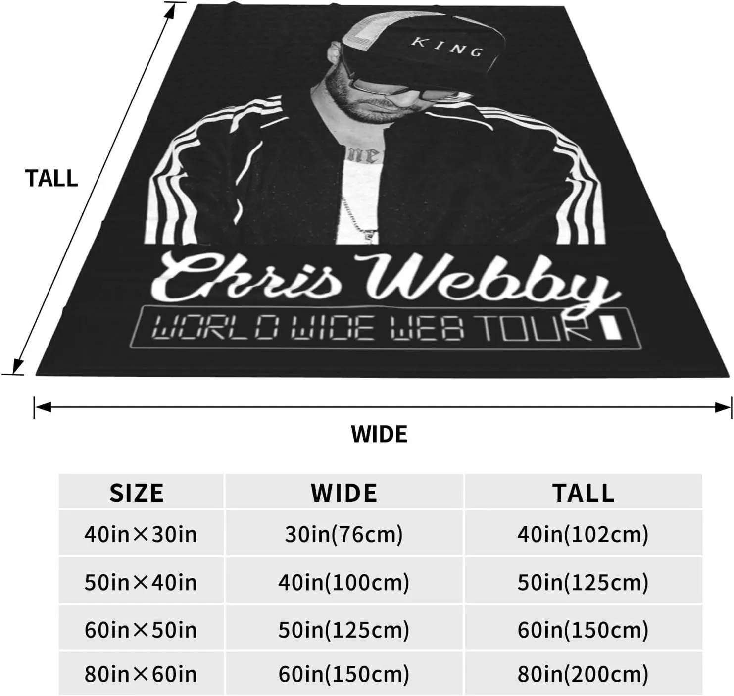 Chris Webby Blanket Flannel Fleece Printed Throw Blankets Ultra Soft Micro Warm Blanket for All Season Bedding Chair Sofa Couch Bed 50"x40"