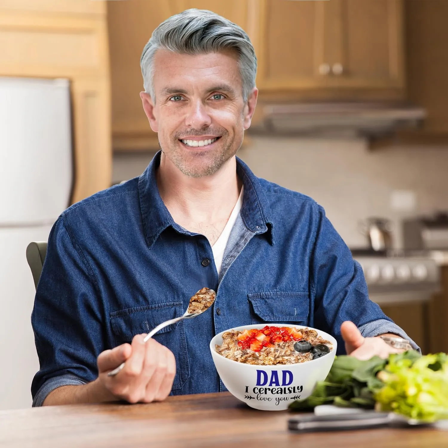 Christmas Dad Gifts, Gifts for Dad from Daughter/Son Cereal Bowl and Cereal Killer Spoon Set, Fathers Day Birthday Gift for Him Cerealsly Love You Daddy