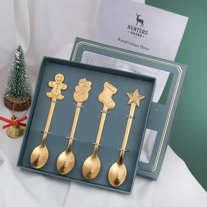 Christmas Dinnerware Set - 4PCS Tableware with Best Wishes Design