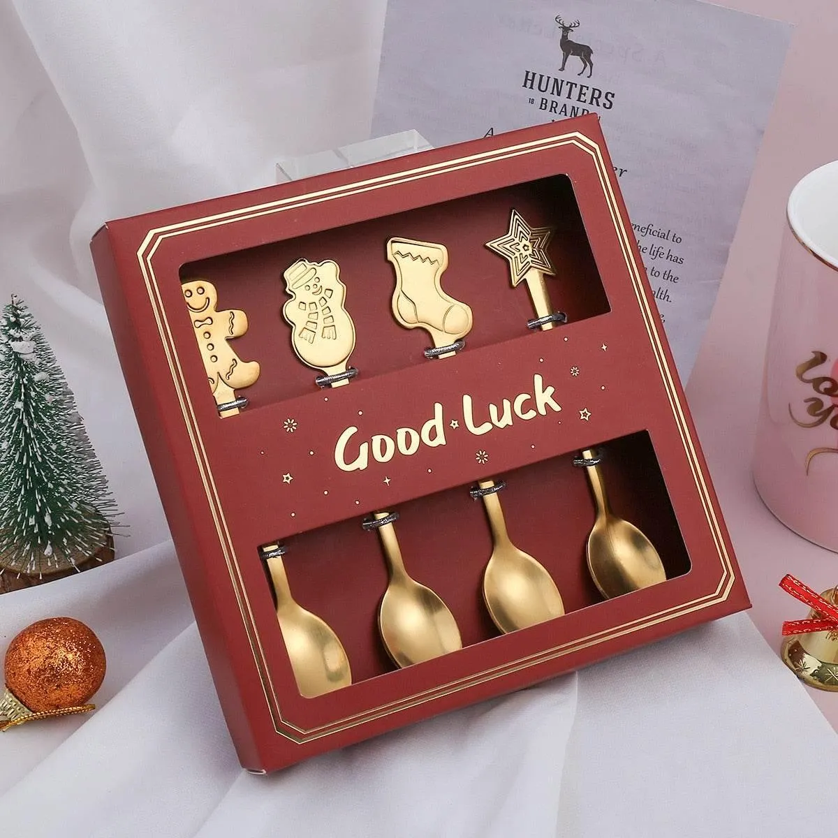Christmas Dinnerware Set - 4PCS Tableware with Best Wishes Design