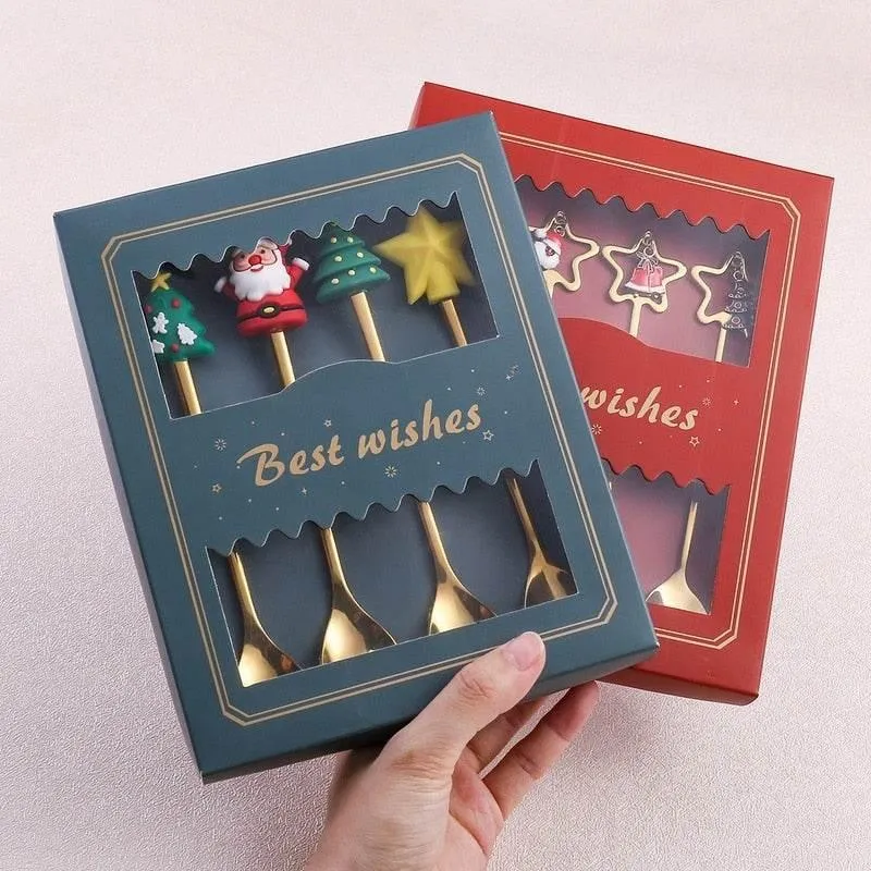 Christmas Dinnerware Set - 4PCS Tableware with Best Wishes Design