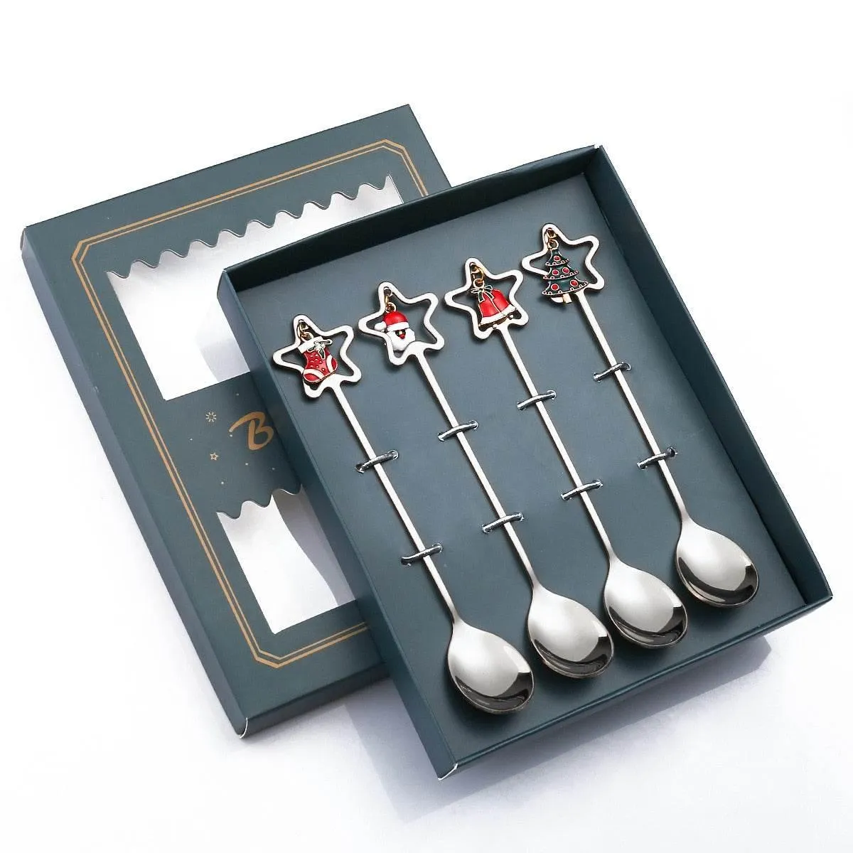 Christmas Dinnerware Set - 4PCS Tableware with Best Wishes Design
