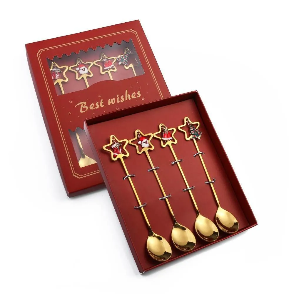 Christmas Dinnerware Set - 4PCS Tableware with Best Wishes Design