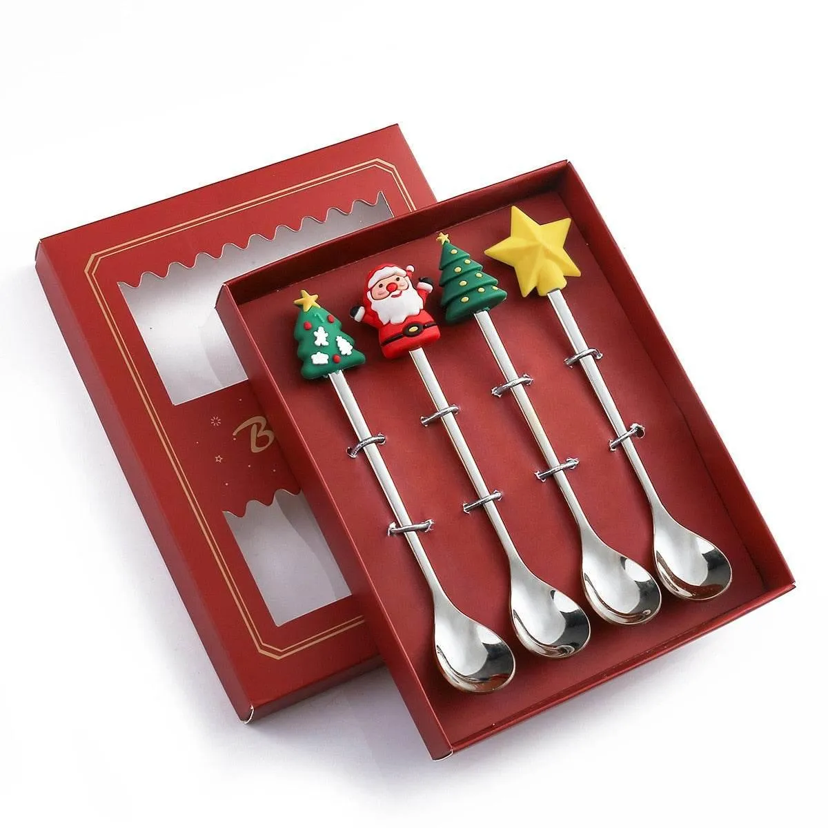 Christmas Dinnerware Set - 4PCS Tableware with Best Wishes Design