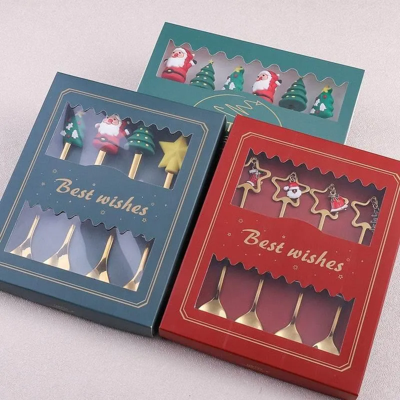 Christmas Dinnerware Set - 4PCS Tableware with Best Wishes Design