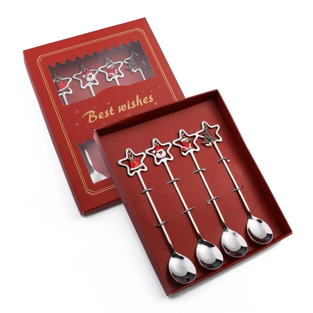 Christmas Dinnerware Set - 4PCS Tableware with Best Wishes Design
