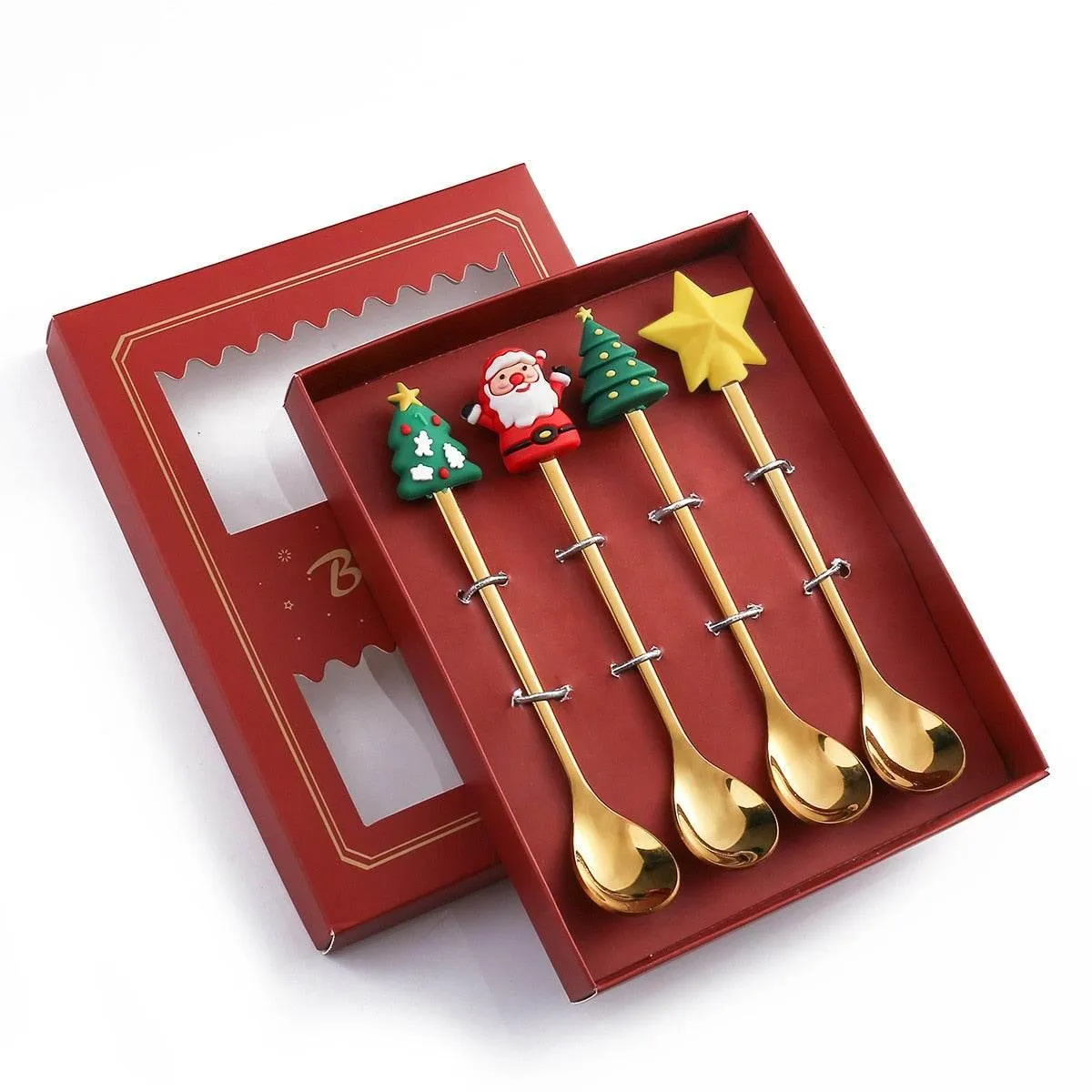 Christmas Dinnerware Set - 4PCS Tableware with Best Wishes Design
