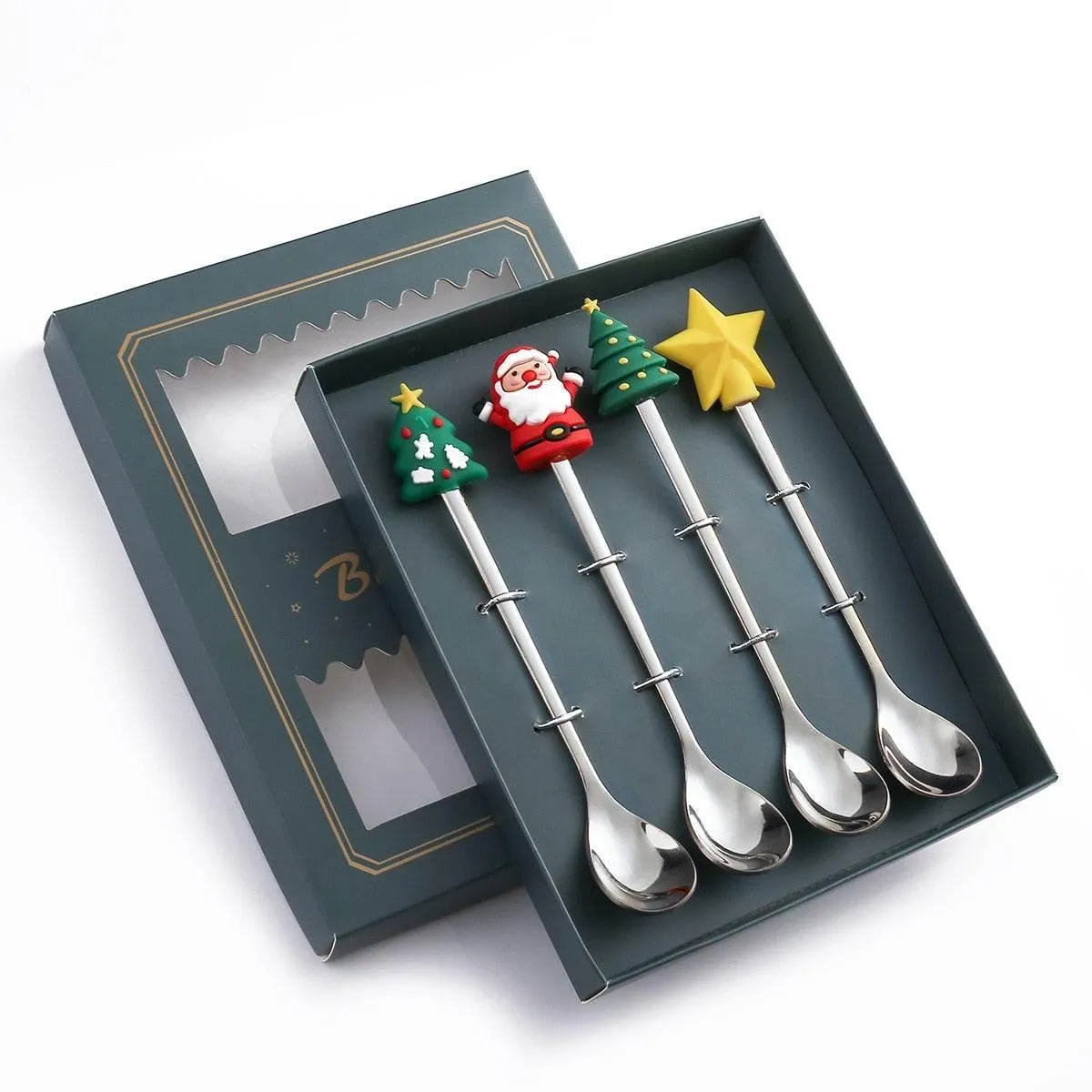 Christmas Dinnerware Set - 4PCS Tableware with Best Wishes Design