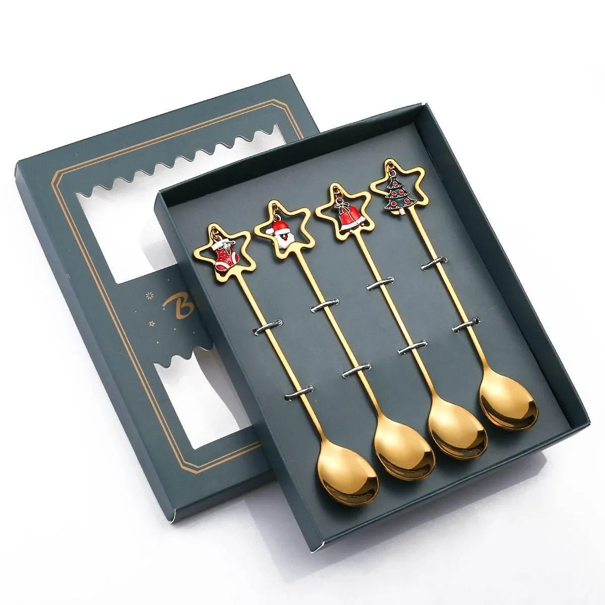 Christmas Dinnerware Set - 4PCS Tableware with Best Wishes Design