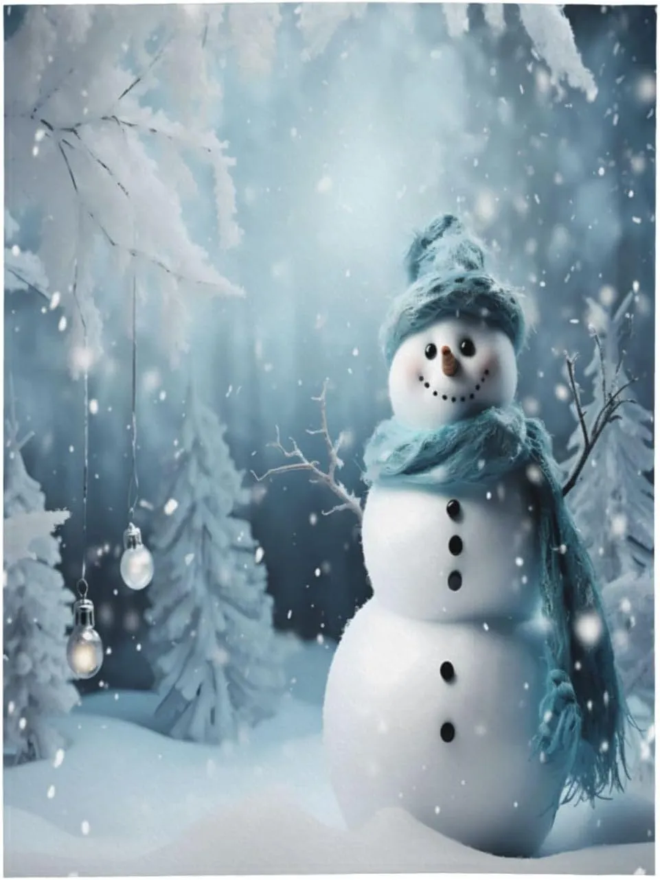 Christmas Funny Snowman Winter Throw Blankets，Tree Soft Fleece Blanket 60"X50" Couch Cover for Bed Sofa Chair Camping Travel