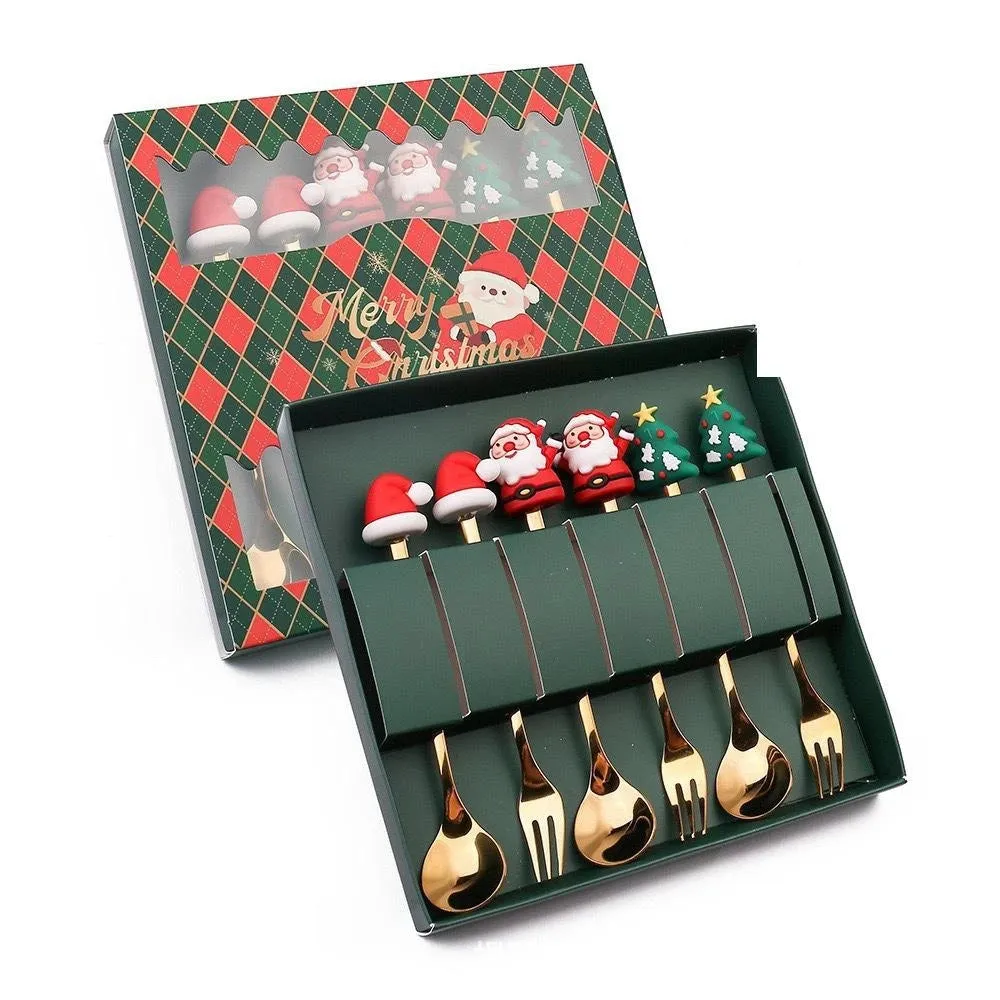 Christmas tableware set: spoon and stainless steel fork