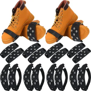 Chuarry 10 Pairs 7 Point Crampon Traction Crampons Spikes Cleats Anti-Skid Traction Grips for Shoes and Boots Walking, Hiking