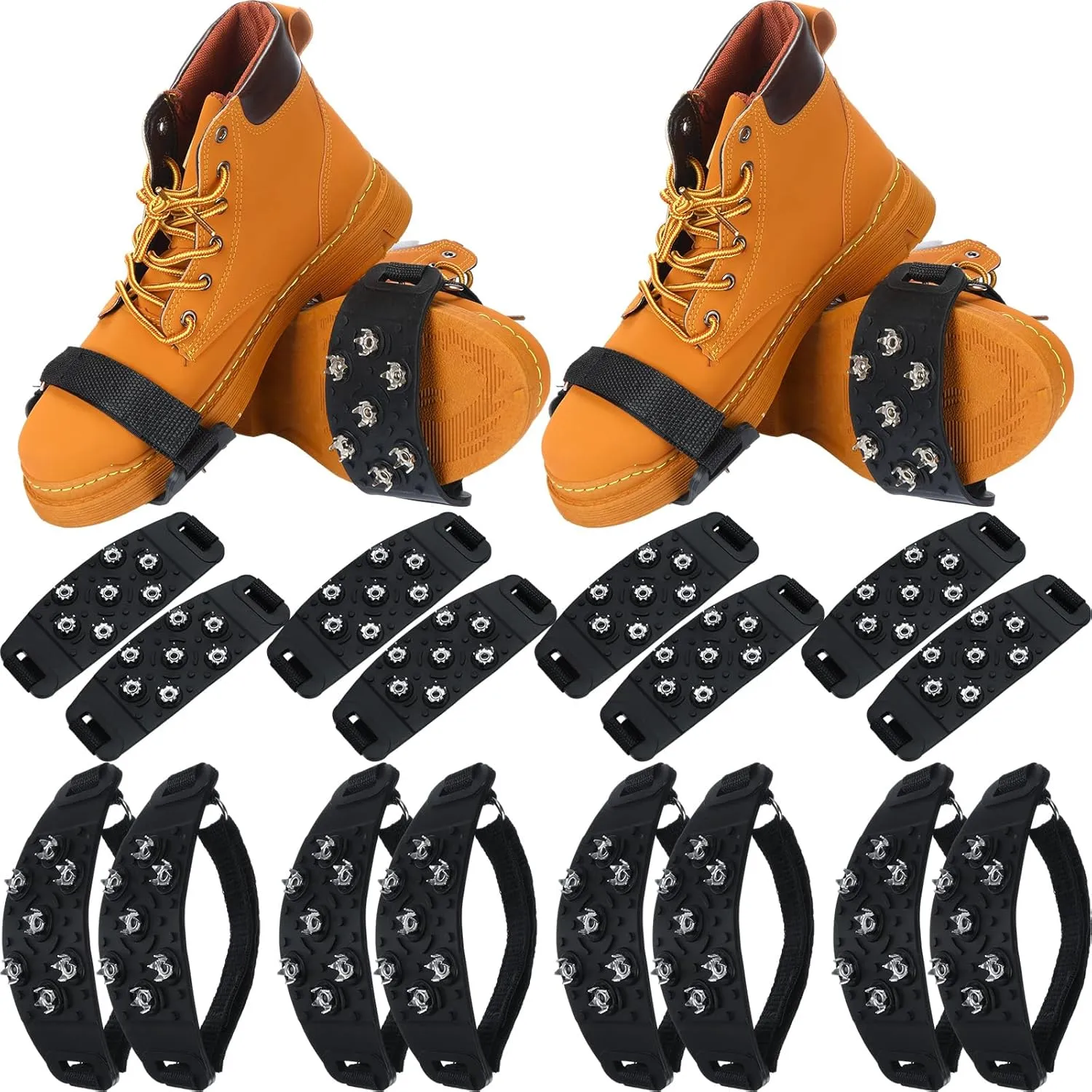 Chuarry 10 Pairs 7 Point Crampon Traction Crampons Spikes Cleats Anti-Skid Traction Grips for Shoes and Boots Walking, Hiking